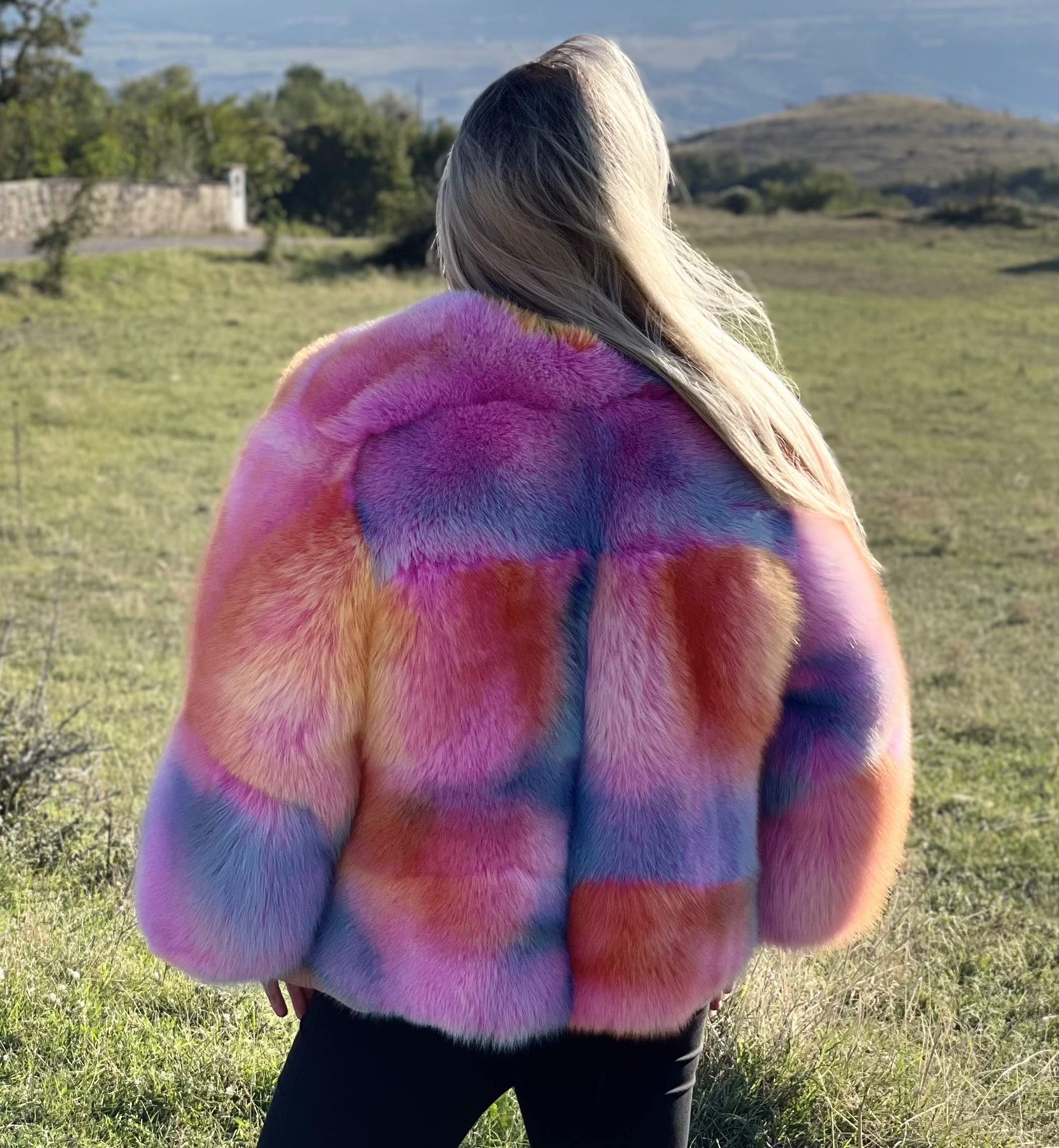 Rainbow Pink Fox Fur