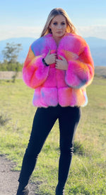 Load image into Gallery viewer, Rainbow Pink Fox Fur
