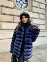 Load image into Gallery viewer, a beautiful blue chinchilla coat for women
