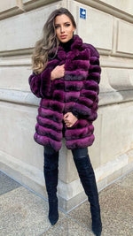 Load image into Gallery viewer, Purple Chinchilla fur dream coat for women
