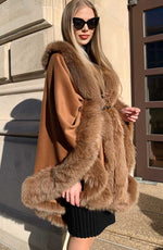 Load image into Gallery viewer, Brown angora cape with Saga Fox
