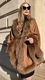 Load image into Gallery viewer, Wonderful brown angora cape with Saga Fox for daily elegance
