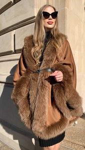 Wonderful brown angora cape with Saga Fox for daily elegance