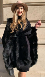 Load image into Gallery viewer, Wonderful black angora cape with Saga Fox for daily elegance
