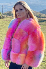 Load image into Gallery viewer, Rainbow Acid Pink Fox Jacket
