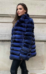 Load image into Gallery viewer, a nice blue chinchilla coat for women from douvlos fur
