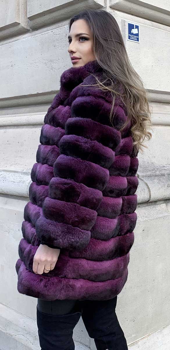 Chinchilla fur dream coat in purple for women