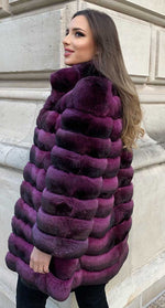 Load image into Gallery viewer, Chinchilla fur dream coat in purple for women
