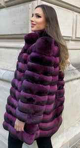 Chinchilla fur dream coat in purple for women