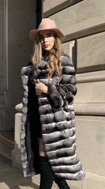 Load image into Gallery viewer, Very stylish chinchilla fur coat from Douvlos furs
