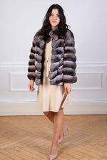 Load image into Gallery viewer, Chinchilla fur jacket in a very light pink colour
