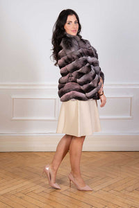 Chinchilla fur jacket for women in a very light pink colour