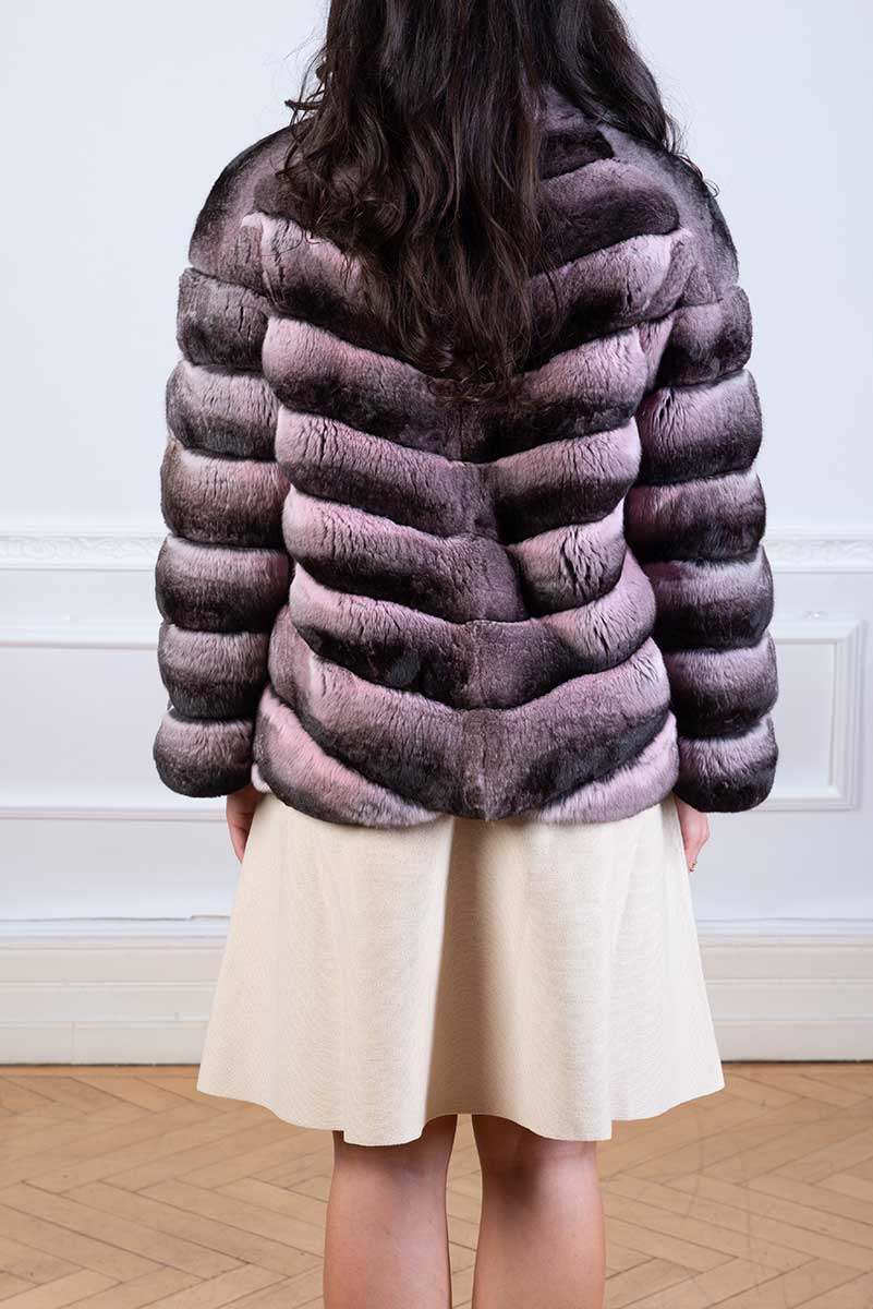 Chinchilla fur jacket seen from the back