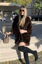 Load image into Gallery viewer, Beautiful russian sable fur coat in a dark shade
