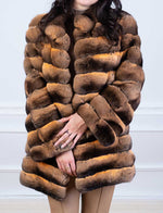 Load image into Gallery viewer, Chinchilla Fur Coat Gold Tone Closeup
