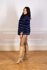 Load image into Gallery viewer, chinchilla fur jacket in light blue 
