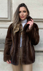 Load image into Gallery viewer, Saga Mink fur jacket from Douvlos furs
