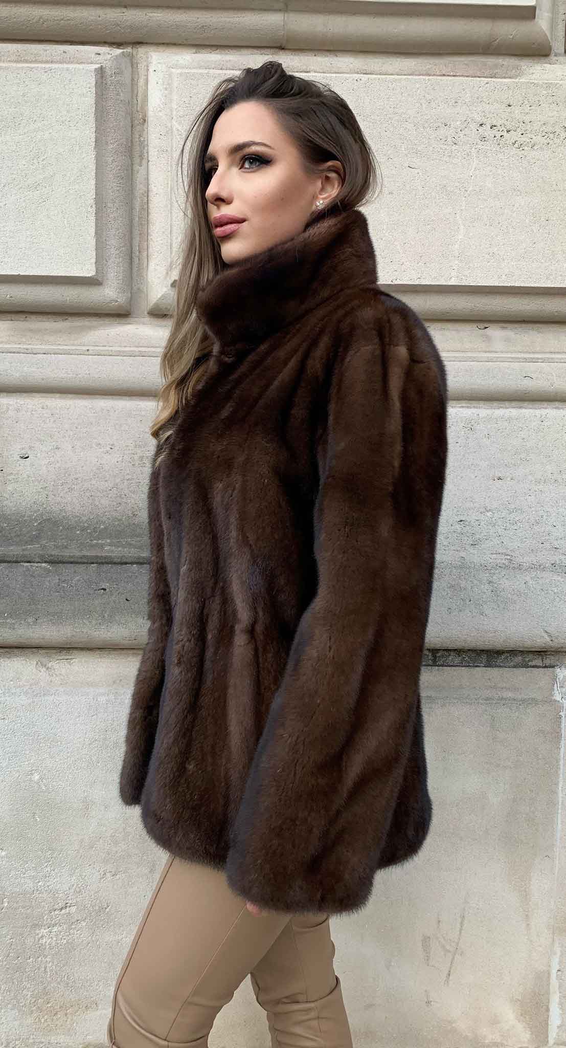 Beautiful saga mink fur jacket for women from Douvlos furs