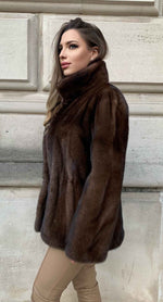 Load image into Gallery viewer, Beautiful saga mink fur jacket for women from Douvlos furs
