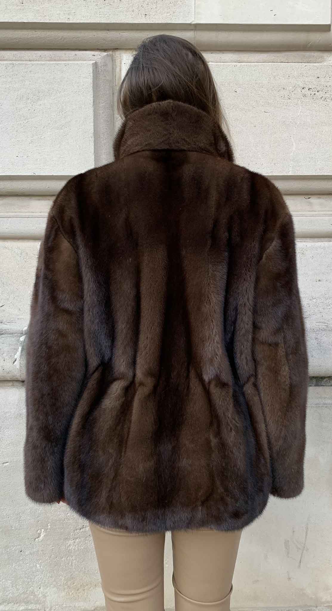 Saga Mink fur jacket from Douvlos seen from the back