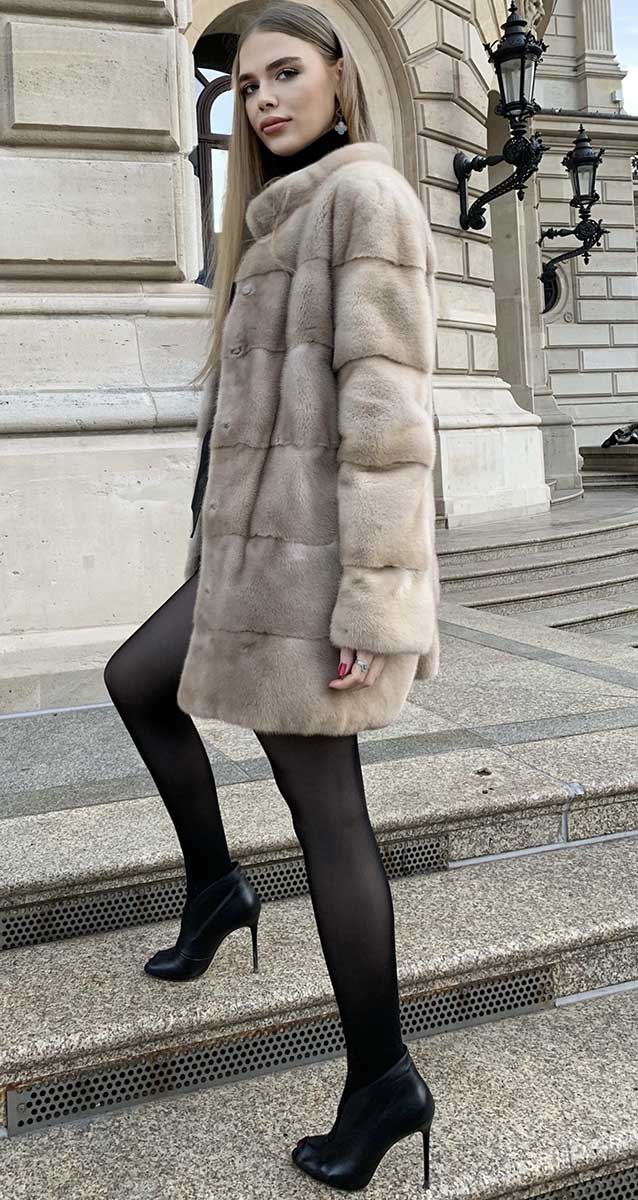 Natural colored Palomino mink coat from Saga