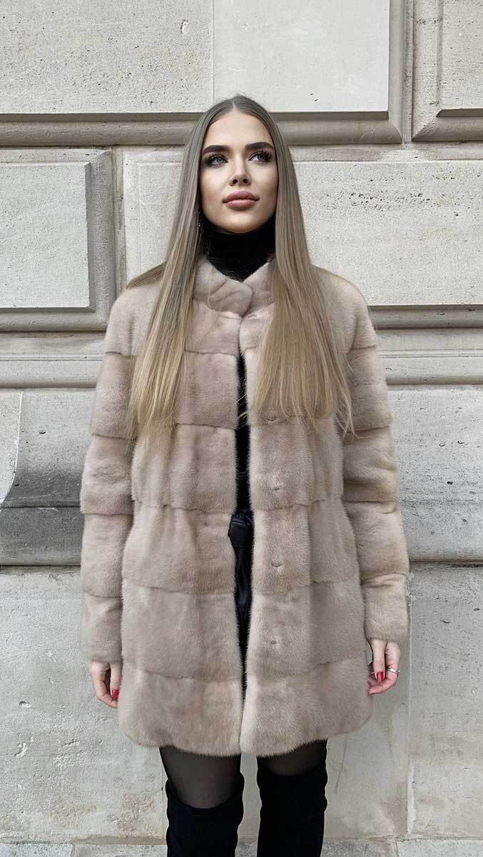beautiful natural colored Palomino mink coat from Saga