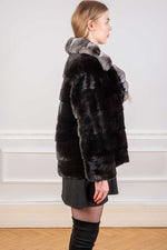 Load image into Gallery viewer, Scandinavian mink jacket with chinchilla fur for women 
